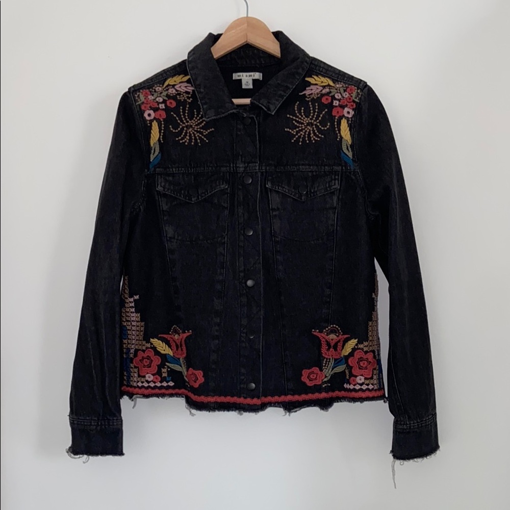 Embroidered Black Denim Jacket
